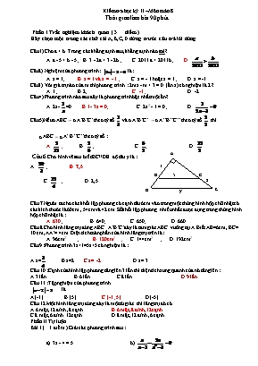 Kiểm tra học kỳ II - Môn Toán Lớp 8 - Năm học 2010-2011 (Có đáp án)